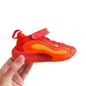 Nike ISOFly Basketball Toddler Sneakers Red Orange Yellow Slip On Strap Shoes 9C